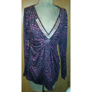 Velvet Made Exclusively for "A Pea In The Pod" Black/Purple Maternity Top Sz Med